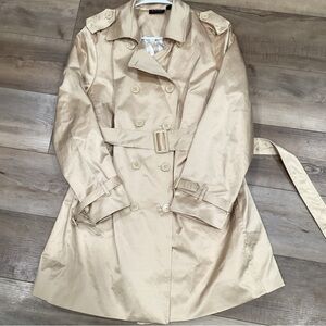 Joan Rivers Classics Collection Red Carpet Button Front Trench Coat Latte L